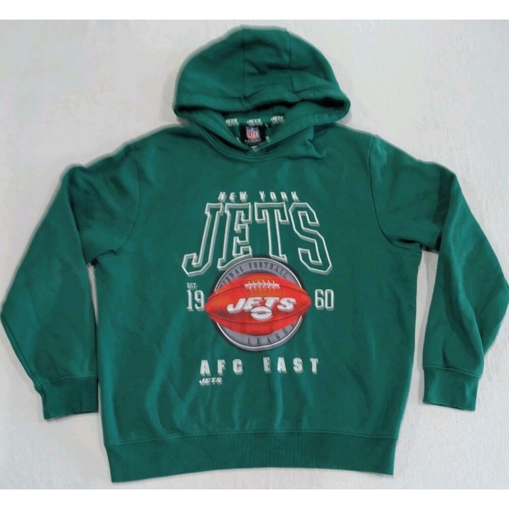 NFL New York Jets Green Hoodie Sweatshirt Embroidered Adult Size Large